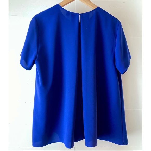 Uniqlo women drape short-sleeve a-line blouse [colour NAVY BLUE] - Picture 4 of 7